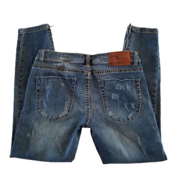 Firebird II One x One Teaspoon Distressed Fitted Leg Ankle Zip Jeans - Picture 3 of 5